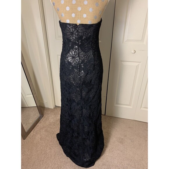 Badgley Mischka Womens Karmin Gown Dress Black Lace Overlay Sequined Gown Sz 8 - Picture 9 of 15